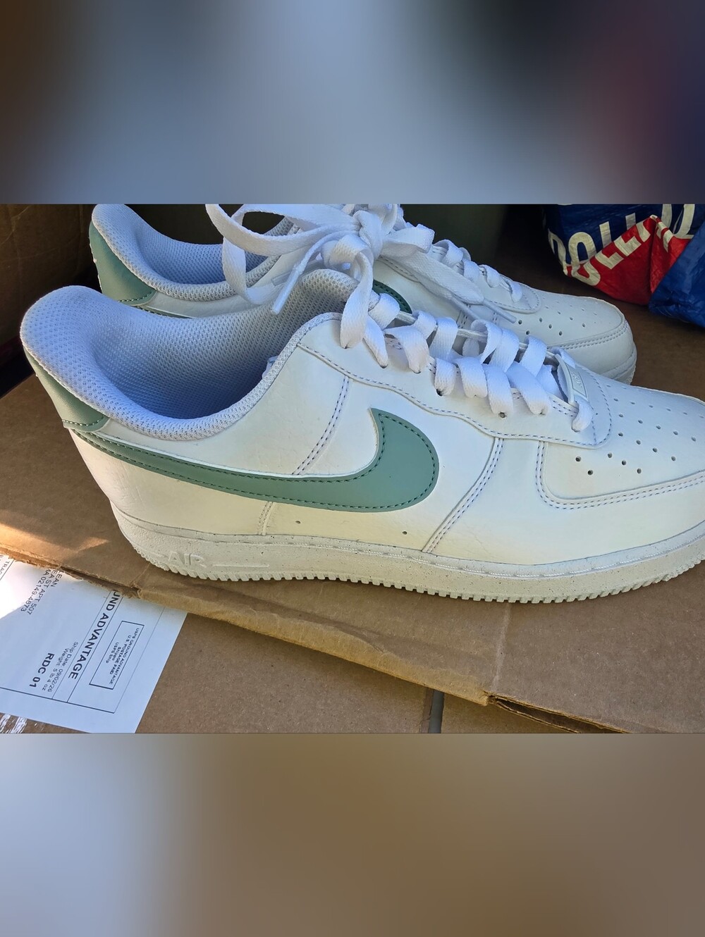 Brand New Nike Air Force 1's Size 10 White Low-Top Sneakers Mint Green No Box